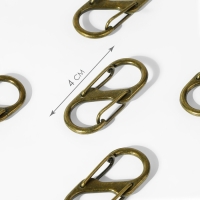 Карабин металлический, двойной, 40 &times; 18 мм, 5 шт, цвет бронзовый