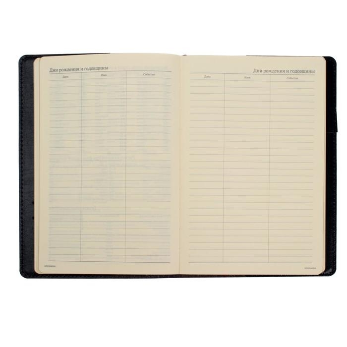 Ежедневник полудатированный А5, 208 листов Profy, рециклированная кожа, сменный блок, золотой срез, чёрный