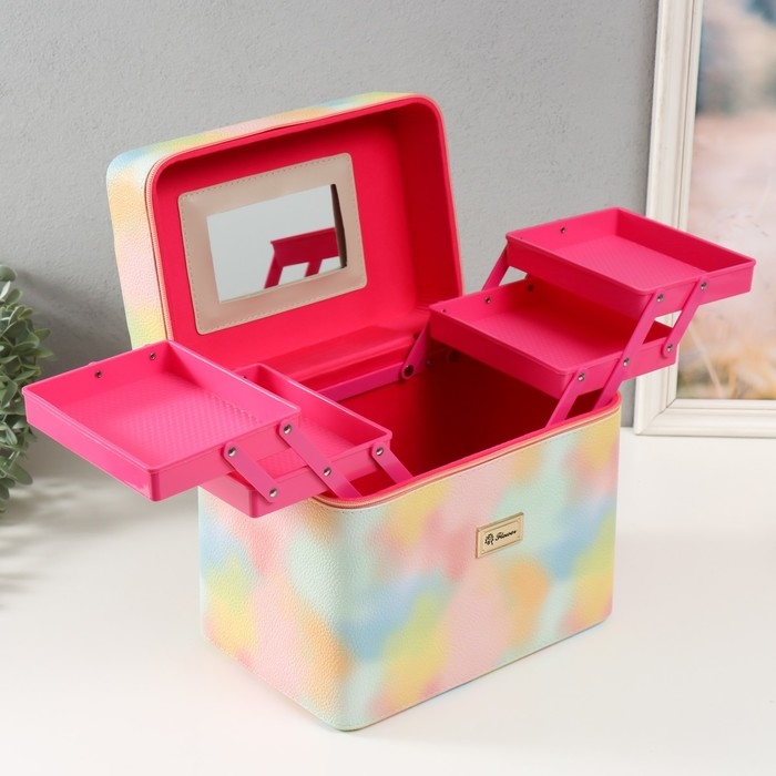 Шкатулка кожзам с зеркалом "Этажи. Рассвет" 27х18х24 см