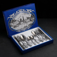 Набор столовых приборов &laquo;Тройка&raquo;, 24 предмета, художественная роспись, декоративная коробка