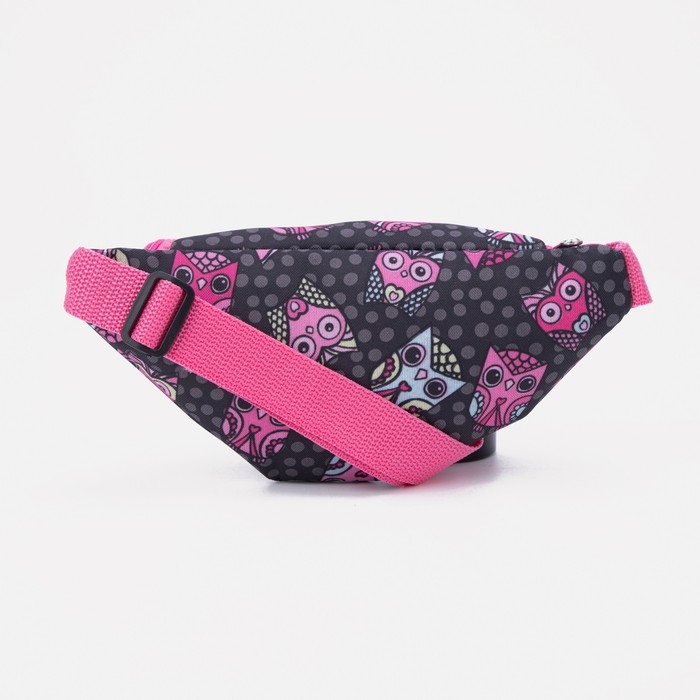 Сумка поясная детская на молнии, цвет чёрный/розовый Сумка поясная детская на молнии, цвет чёрный/розовый