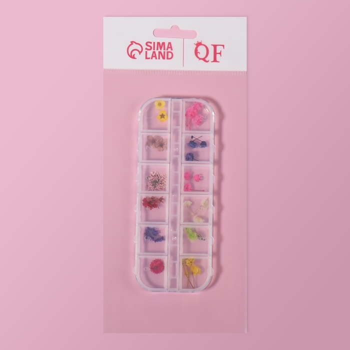 Сухоцветы для декора ногтей «Ассорти», объёмные, 12 видов, в футляре, разноцветные Сухоцветы для декора ногтей «Ассорти», объёмные, 12 видов, в футляре, разноцветные