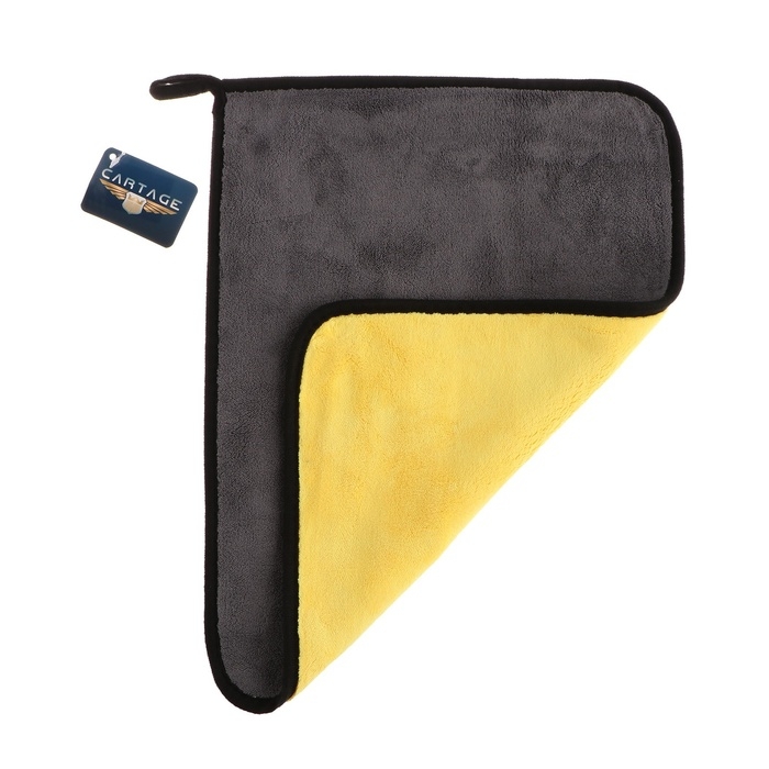 Тряпка для автомобиля CARTAGE, микрофибра, 800 г/м&sup2;, 30&times;40 cм, желто-серая