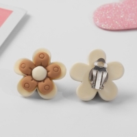 Клипсы детские &laquo;Выбражулька&raquo; цветок в кружочек, цвет бежево-коричневый