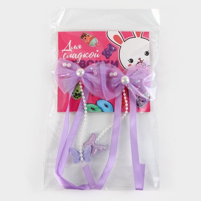 Заколки для волос с бантиком &laquo;Для сладкой девочки&raquo;,2 шт., 4 х 15 см