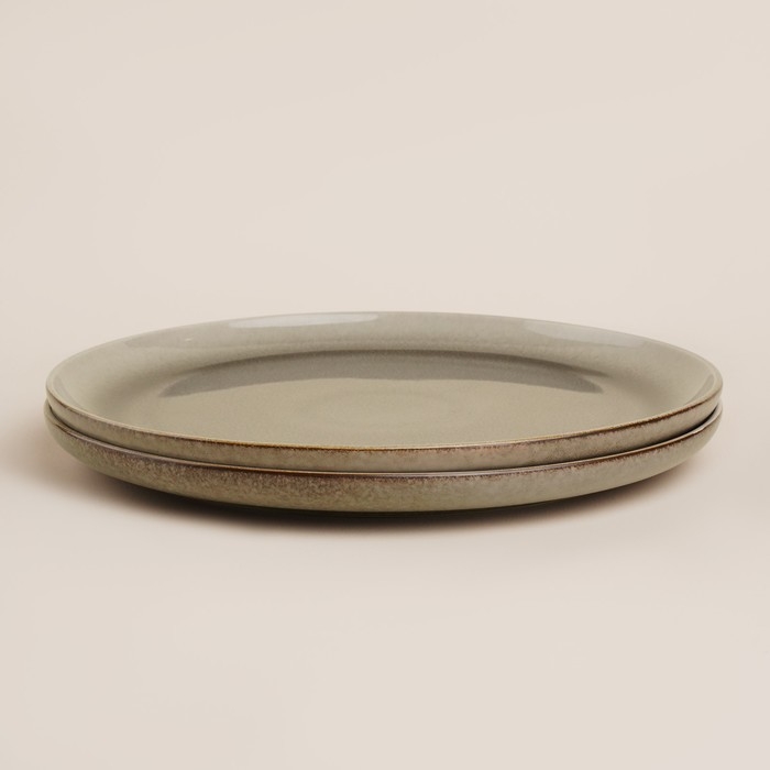 Набор тарелок фарфоровых SL Home &laquo;Мольвено&raquo;, d=21,4 см, цвет коричневый