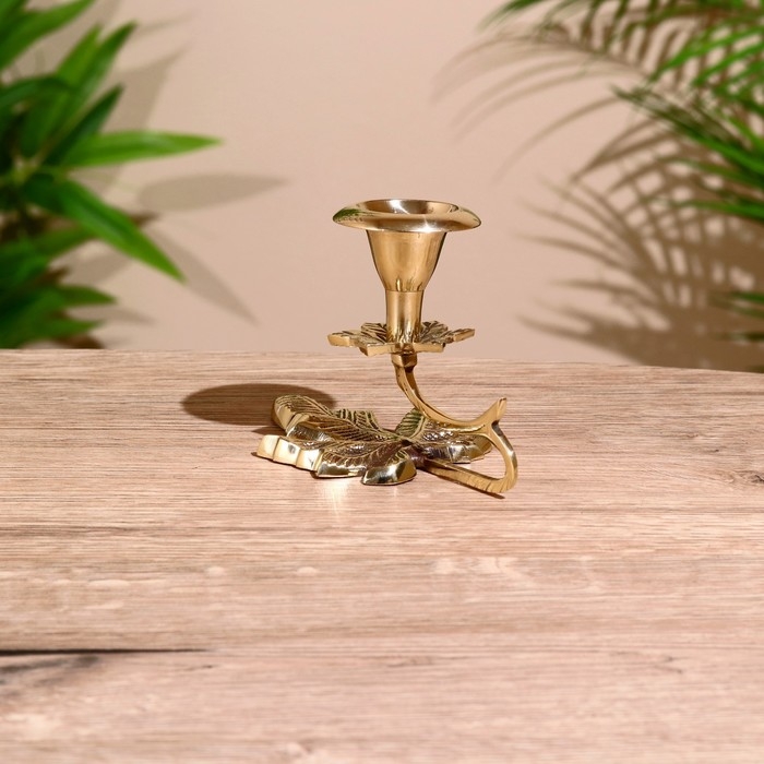 Подсвечник "Листья" латунь 9 см