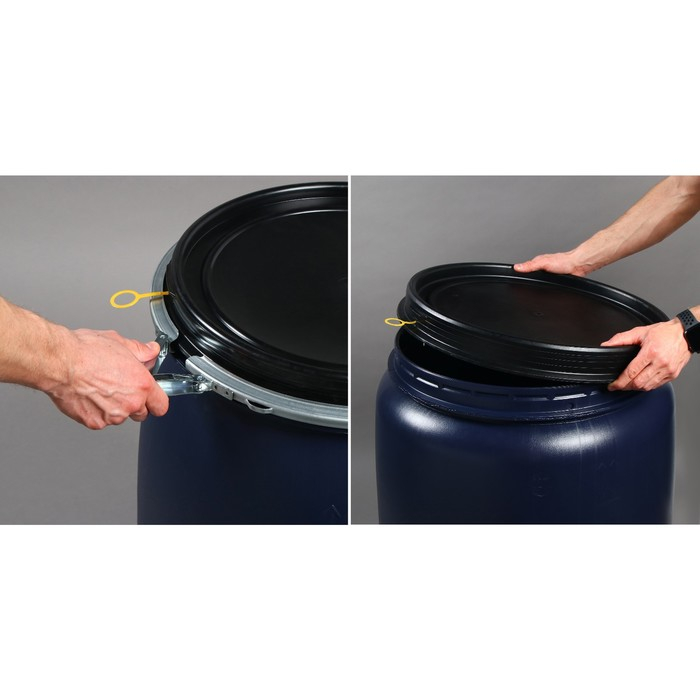 Бочка пищевая, 127 л, с крышкой, синяя, Оpen Top Бочка пищевая, 127 л, с крышкой, синяя, Оpen Top