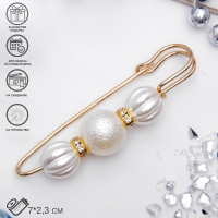 Булавка &laquo;Зефир&raquo; 7 см, цвет белый в золоте