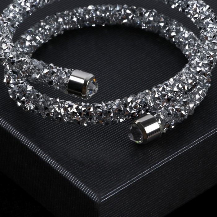 Браслет-пружинка &laquo;Шанталь&raquo; 2 ряда, цвет серебро, d=7 см