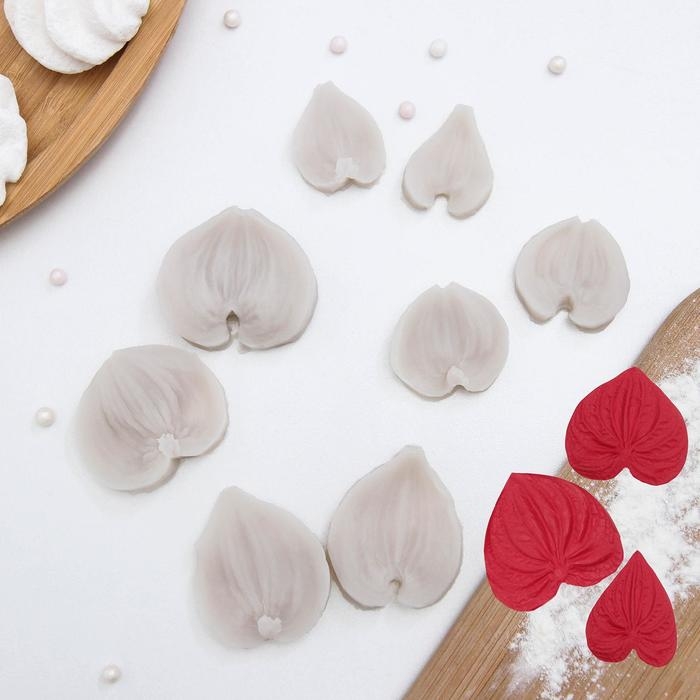 Набор молдов &laquo;Листья&raquo;, силикон, 4 пары, цвет МИКС