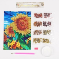Алмазная мозаика с частичным заполнением на холсте &laquo;Подсолнухи&raquo;, 15 х 21 см