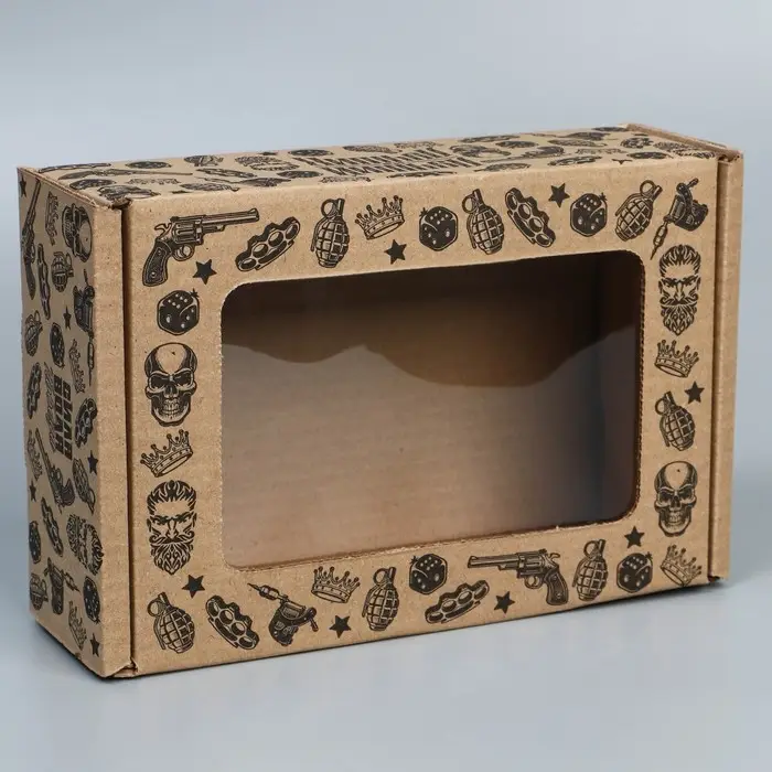 Коробка подарочная сборная с окном, упаковка, &laquo;Лучший из лучших&raquo;, бурый, 24 х 8 х 16 см