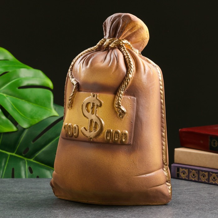 Копилка "Мешок сто тысяч" коричневый, 14х20х32см