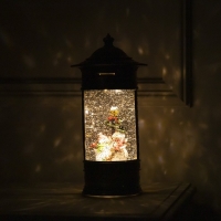 Светодиодная фигура &laquo;Фонарь со снеговиками&raquo; 14 &times; 27 &times; 14 см, пластик, батарейки ААх3 (не в комплекте), USB, свечение тёплое белое