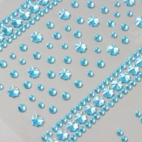 Наклейка пластик стразы "Цветочная дорога" голубая 22,5х11,5 см