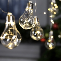 Гирлянда «Нить» 3 м с насадками «Лампочки», IP20, серебристая нить, 100 LED, свечение тёплое белое, 3.5 В Гирлянда «Нить» 3 м с насадками «Лампочки», IP20, серебристая нить, 100 LED, свечение тёплое белое, 3.5 В