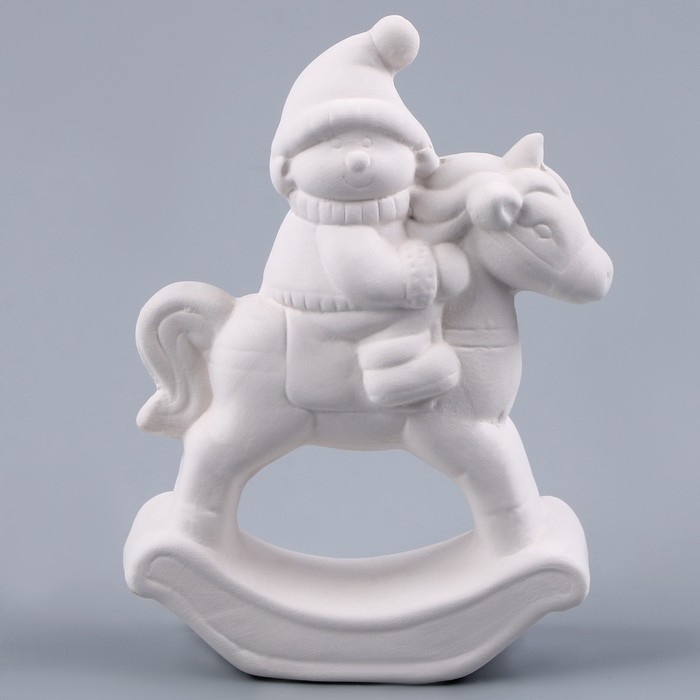 Новый год! Фигурка под роспись &laquo;Снеговичок верхом&raquo;, с кистью