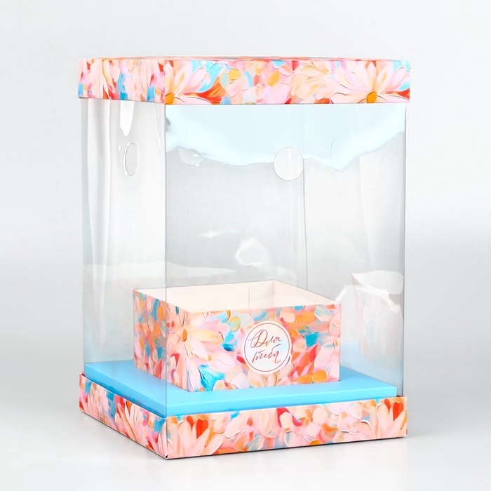 Коробка для цветов с вазой и PVC окнами складная «Весенние цветы», 16 х 23 х 16 см Коробка для цветов с вазой и PVC окнами складная «Весенние цветы», 16 х 23 х 16 см