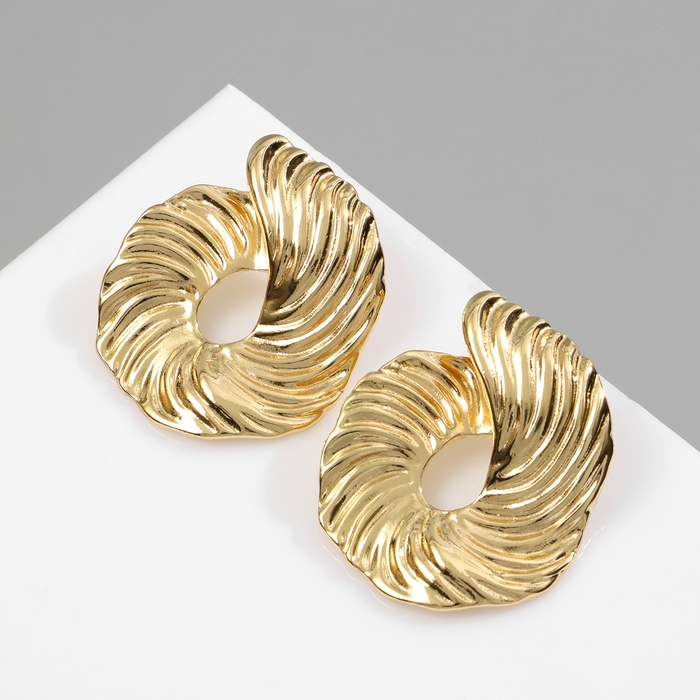 Серьги металл &laquo;Абстракция&raquo; завиток, цвет золото