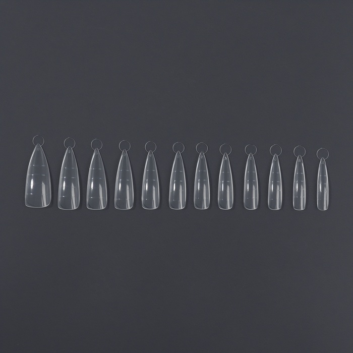 Верхние формы для наращивания в контейнере, 120 шт, миндаль, цвет прозрачный