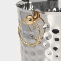 Ведро для льда из нержавеющей стали &laquo;Чеканный&raquo;, 5,2 л, 25&times;20&times;20,5 см, золотые ручки