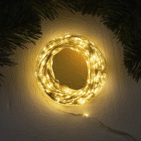 Гирлянда &laquo;Нить&raquo; 50 м роса, IP44, серебристая нить, 500 LED, свечение тёплое белое, 8 режимов, 31 В