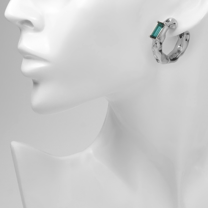 Серьги со стразами &laquo;Блеск вечера&raquo; азарт, цвет зелёный в серебре