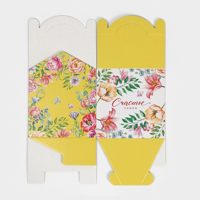 Коробка кондитерская с окном, сундук, упаковка, &laquo;Акварельные цветы&raquo; 20 х 20 х 20 см