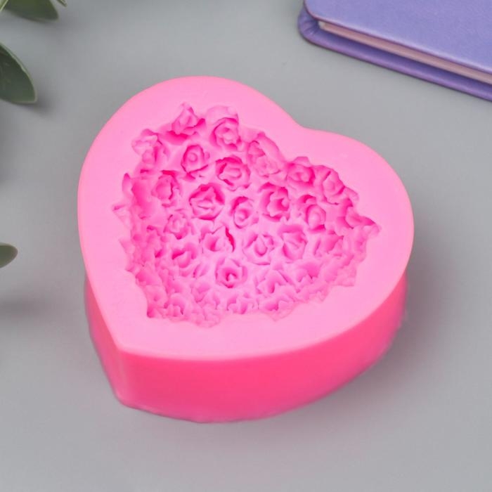 Молд силикон Молд силикон "Сердце из роз" 3х7,3х6,7 см