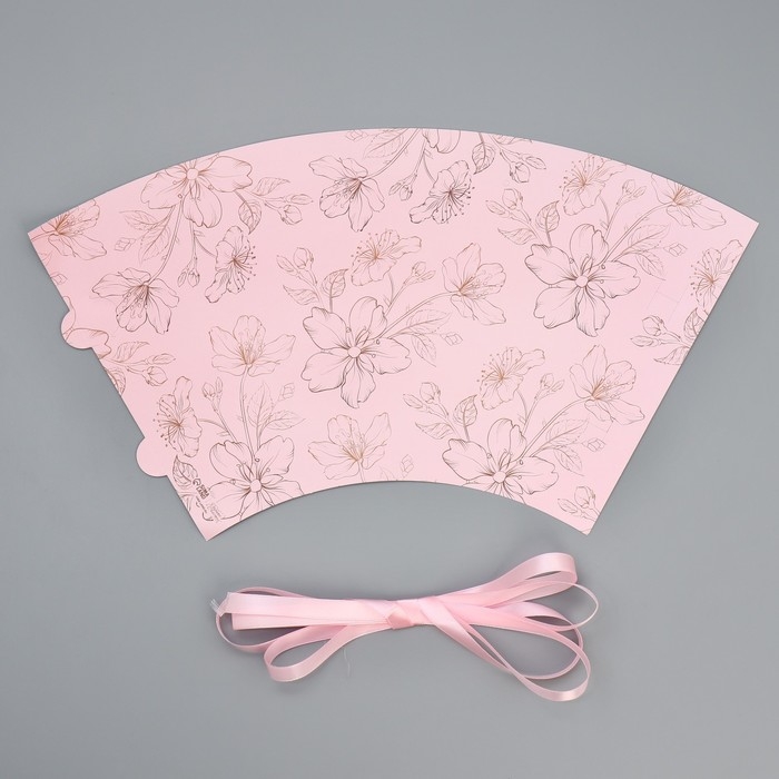 Пакет для цветов конусный круглый складной на лентах &laquo;Цветы&raquo;, 15 х 23.3 х 7.5 см