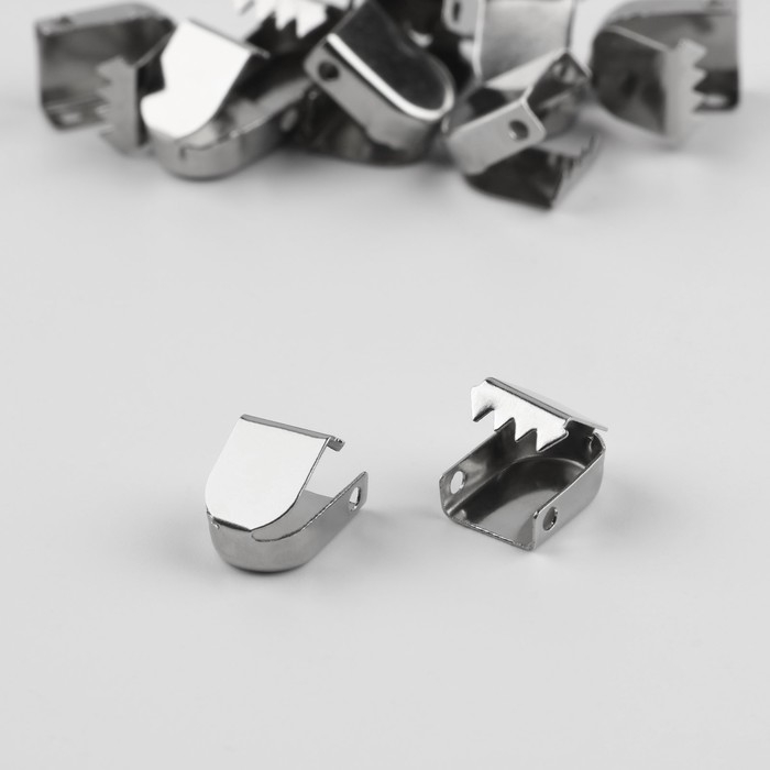 Наконечник-зажим для плоского шнура, 0,6 &times; 10 мм, 10 шт, цвет серебряный