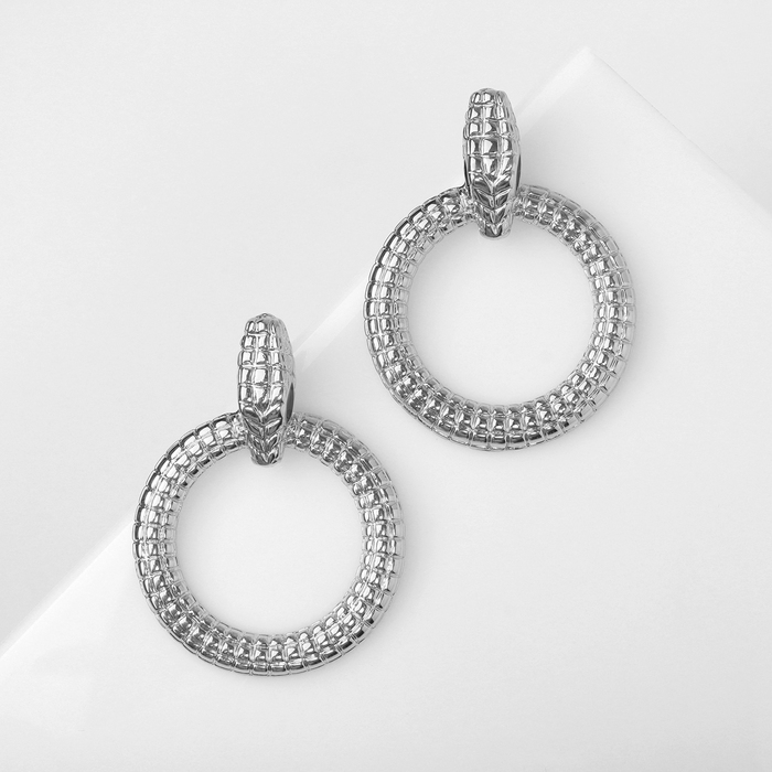 Новый год! Символ года 2025! Серьги со стразами &laquo;Змея&raquo; кольцо соблазна, цвет чёрный в серебре