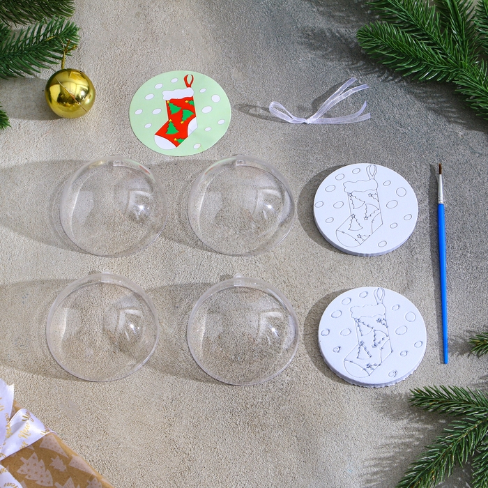 Ёлочное украшение под раскраску &laquo;Ёлочки&raquo; размер: 8 см; 2 шт., кисть