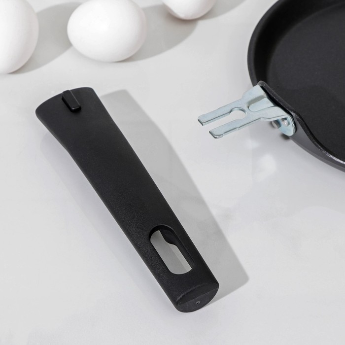 Сковорода блинная &laquo;Традиция&raquo;, d=20 см, съёмная ручка, антипригарное покрытие, цвет чёрный