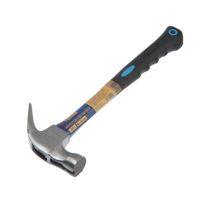 Молоток-гвоздодер ТУНДРА, боек с магнитом, фиберглассовая 2К рукоятка, 250 г Молоток-гвоздодер ТУНДРА, боек с магнитом, фиберглассовая 2К рукоятка, 250 г