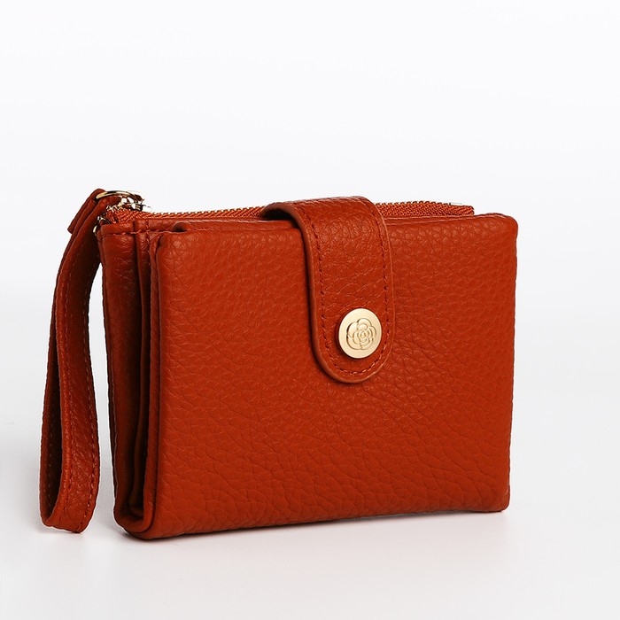 Кошелёк женский на кнопке, цвет рыжий Кошелёк женский на кнопке, цвет рыжий