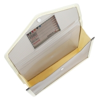 Папка-конверт на кнопке А4, 500 мкр, с расширением, горизонтальная, карман для визиток, МИКС