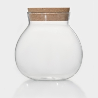 Банка стеклянная для хранения сыпучих продуктов &laquo;Бабл&raquo;, 400 мл, 10&times;12 см, с пробковой крышкой