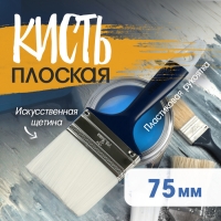 Кисть плоская ТУНДРА, искусственная щетина, пластиковая рукоятка, 3", 75 мм Кисть плоская ТУНДРА, искусственная щетина, пластиковая рукоятка, 3", 75 мм