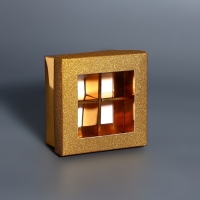 Коробка для 4 конфеты золото глиттер , 8,5 х 8,5 х 4 см. Кондитерская упаковка Коробка для 4 конфеты золото глиттер , 8,5 х 8,5 х 4 см. Кондитерская упаковка