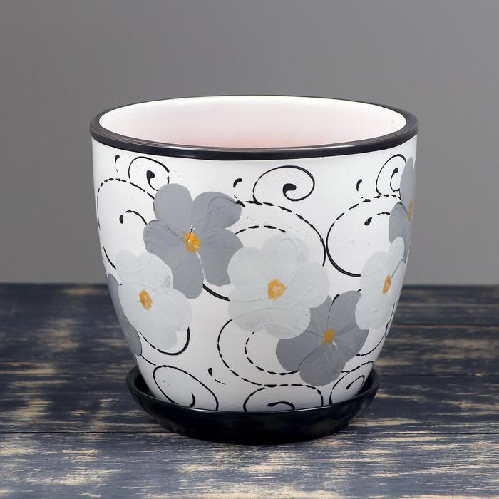 Горшок для цветов &laquo;Фиалка&raquo;, 2.5 л, d=19 см, h=18 см, керамический, с поддоном