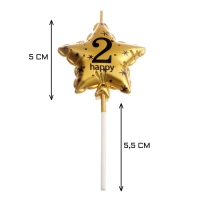 Свеча в торт на шпажке "Воздушный шарик.Звезда", цифра 2, 5,5 см, золотая Свеча в торт на шпажке "Воздушный шарик.Звезда", цифра 2, 5,5 см, золотая