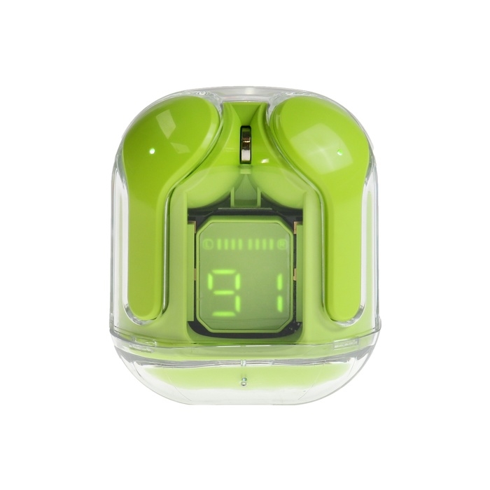 Наушники беспроводные Air31, TWS, вакуумные, BT 5.0, 45/230 мАч, прозрачные, зелёные