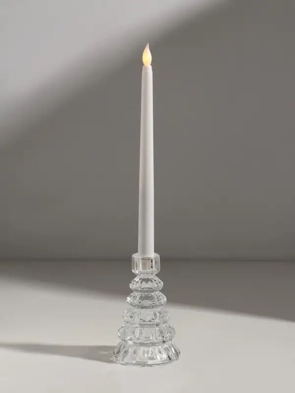 Подсвечник стекло "Ёлочка" прозрачный d=2 см 8,5х8,5х13,5 см