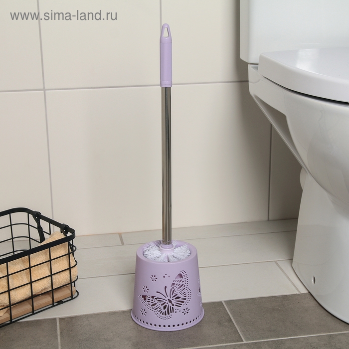 Ёрш для унитаза с подставкой &laquo;Бабочки&raquo;, 12,5&times;12,5&times;50 см, цвет МИКС