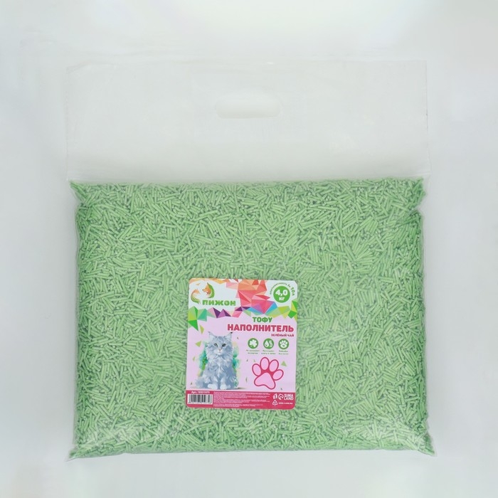 Наполнитель тофу, "Пижон" зеленый чай   4 кг  впитываемость  до  10 л