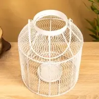 Подсвечник фонарь со стеклянной колбой 20,5х20,5х25 см, d 9 см, металл, цв. белый