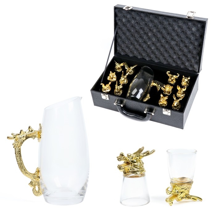 Подарочный набор рюмок-перевёртышей на 12 персон, с графином 400 мл, рюмка 30 мл, золото Подарочный набор рюмок-перевёртышей на 12 персон, с графином 400 мл, рюмка 30 мл, золото