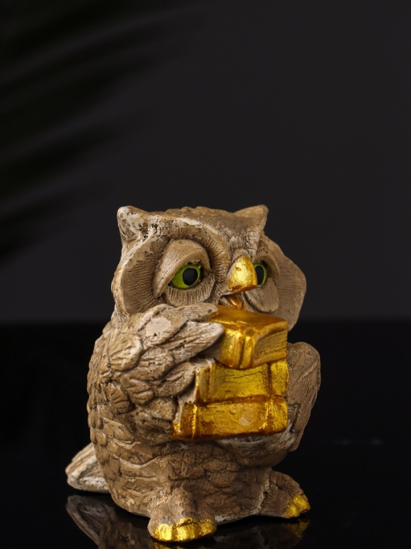 Фигура "Сова ученая" 8х9х7 см, бежевый